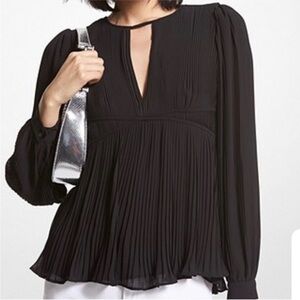 Michael Kors Black Pleated Women's Top